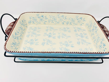 Blue Temptations Floral Lace 9 x 13 Baker w/ Rack, 13" x 9"