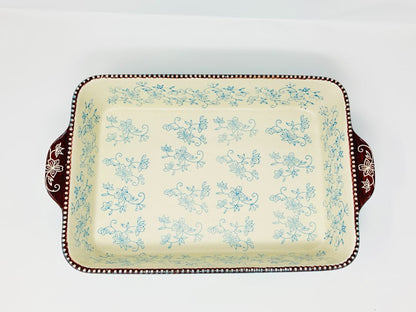 Blue Temptations Floral Lace 9 x 13 Baker w/ Rack, 13" x 9"