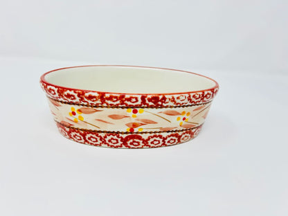 Cranberry Temptations Old World Oval Baker w/ Rack 3 pcs, 6 3/4"