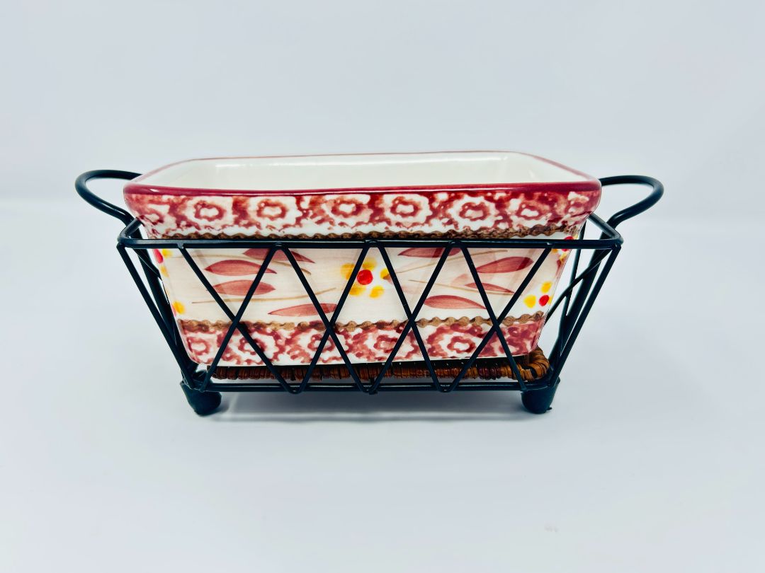Cranberry Temptations Old World Rect. Baker w/ Rack 3 pcs, 5 3/4"