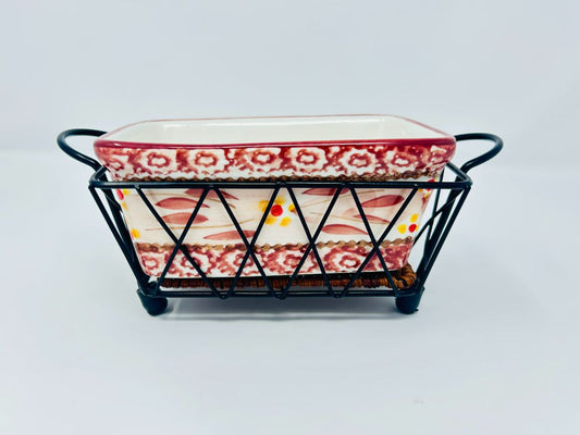 Cranberry Temptations Old World Rect. Baker w/ Rack 3 pcs, 5 3/4"