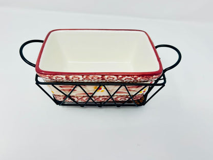 Cranberry Temptations Old World Rect. Baker w/ Rack 3 pcs, 5 3/4"