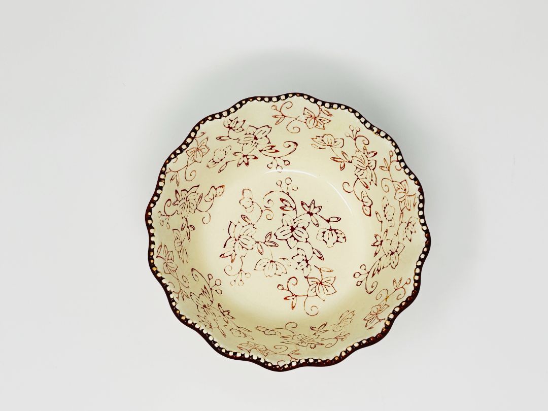 Temptations Floral Lace Cranberry Bowl .8 Qt, 6"