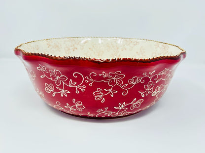 Temptations Floral Lace Cranberry Bowl .8 Qt, 6"