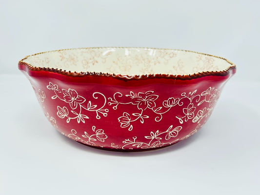 Temptations Floral Lace Cranberry Bowl 4 Qt