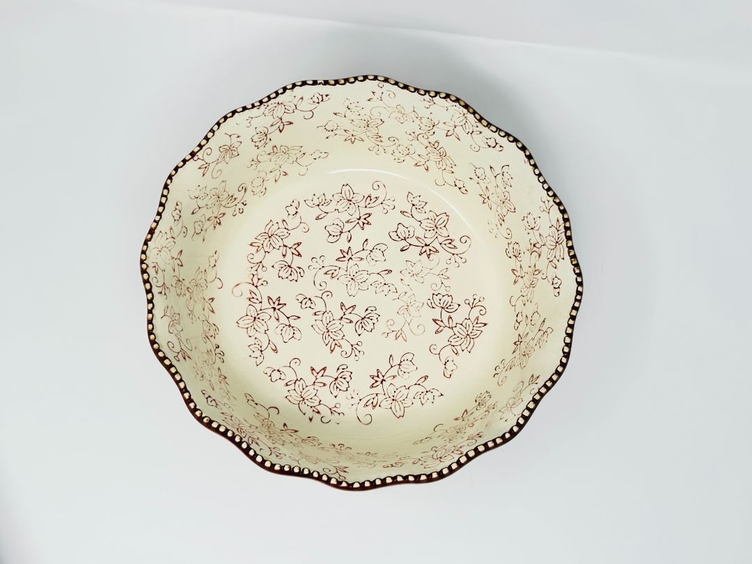 Temptations Floral Lace Cranberry Bowl .8 Qt, 6"